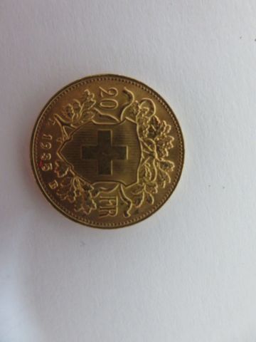 null 20 francs suisses en or, 1935. Atelier B. Poids : 6,51 g