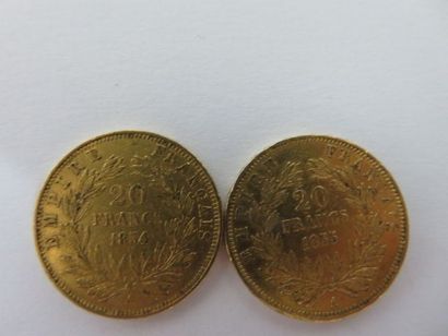 null 2 pièces de 20 francs, Napoléon III. 1854 et 1855. Poids : 12,93 g