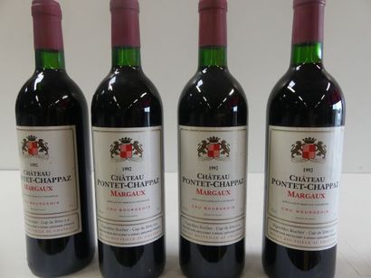 null 4 bouteilles de Margaux Château Pontet-Chappaz Cru Bourgeois Récoltant 1992