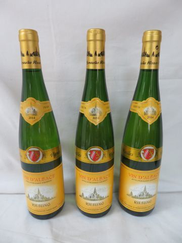 null 3 bouteilles de vin d'Alsace , Riesling ,Vieilles vignes, 2014