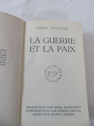 null TOLSTOI, La Pléiade : "Guerre et Paix", 1952 et "Anna Karénine-Résurrection",...