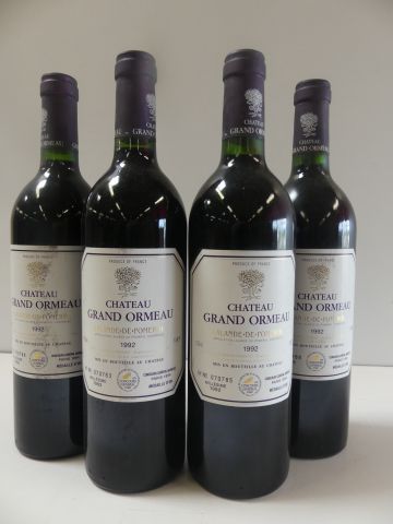 null 4 bouteilles de Château Les Grands Ormeaux, Lalande de Pomerol, 1992. Numérotées....