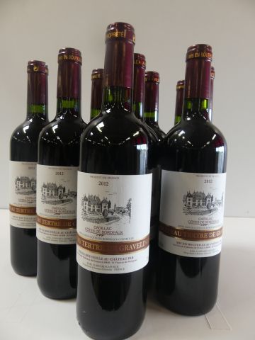 null 9 bouteilles de Château Tertre de Gravelines Côtes de Bordeaux Rouge 2012