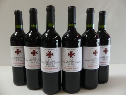 null 6 bouteilles de Lalande de Pomerol Château Sablard du Grand Moine "Les Pradots"...