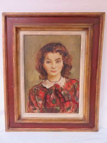 null Katherine LIBROWICZ (1912-1991) "Portrait de jeune femme. Huile sur toile, SBG....