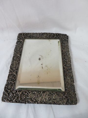 null Miroir de table, monture en argent (?). 24 x 19 cm