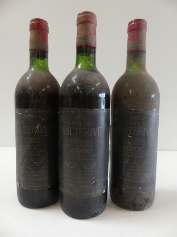 null 3 bouteilles Château Haute Rive Cru Bourgeois Médoc Vignoble Rocher 1978 (étiquette...