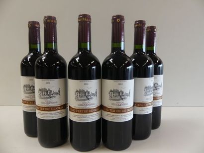null 6 bouteilles de Bordeaux de Château Tertre de Gravelines, 1ères Côtes de Bordeaux,...