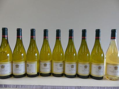 null Lot de 9 bouteilles : 2 de Chardonnay, Louis d'Armont, 2015 ; 6 de Visan, Côtes...