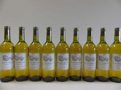 null 9 bouteilles de Clos du Liboreau, Blanc Sec, 1997. (en l'état, dépôt)