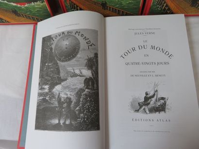 null Jules VERNE Lot de 5 volumes des éditions Atlas : "Autour de la lune, Hier et...