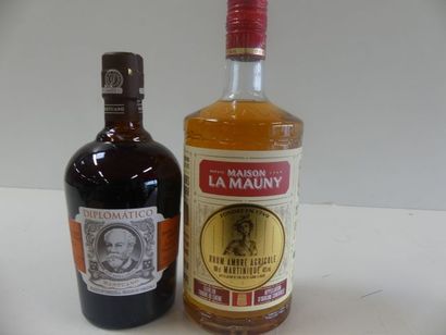 null lot de 2 bouteilles : 1 pot Rhum Ambré Agricole de la Martinique, La Mauny,...