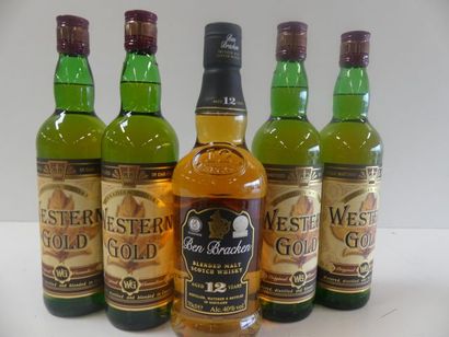 null Lot de 5 bouteilles : 1 Whisky Ben Brachen 12 ans d'âge Blended Malt in Scotland...