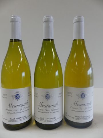 null Lot de 3 bouteilles : 1 Meursault 1er Cru Charmes Paul Thévenin 2001 ; 2 Meursault...