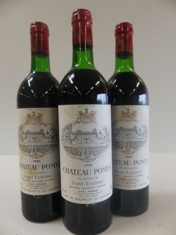 null 3 bouteilles de Saint Estèphe Château Pomys Cru Bourgeois Récoltant 1985