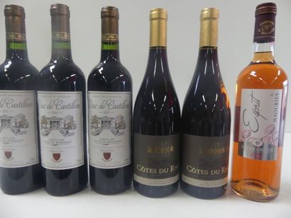 null Lot de 6 bouteilles : 3 Château Fauroux Bordeaux Côtes de Castillon Rouge 2015...