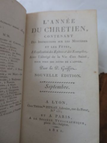 null 12 tomes de "L'année du Chrétien" Paris, 1811.