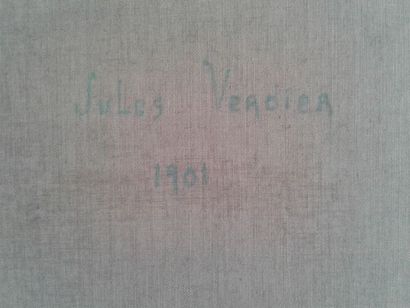 null Jules-Victor Verdier (1862-1926) "Paysage au Pont" Huile sur toile, SBD. Contresignée...