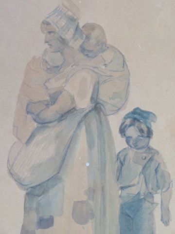 null Nicolas-Toussaint CHARLET (1792-1845) "Etude figurant une mère et ses enfant"...