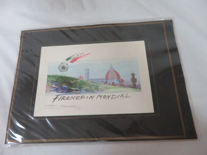 null Lithographie en couleurs "Firenze Mondial". Signée au crayon, localisé, daté...