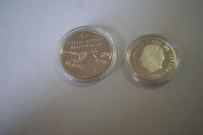 null Lot de 2 pièces en argent : 1 000 pesetas 1998 (13,5 g) et 750 000 lires de...