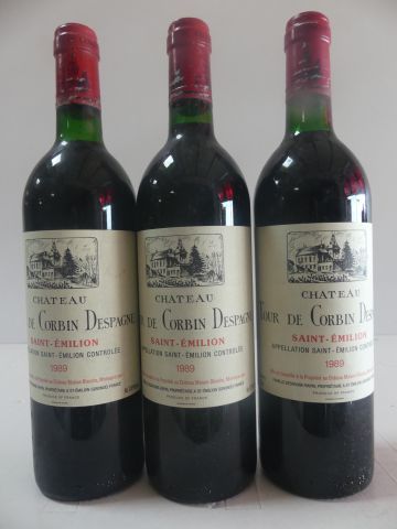 null 3 bouteilles de Saint Emilion 1989 Château Tour Corbin d'Espagne Récoltant
