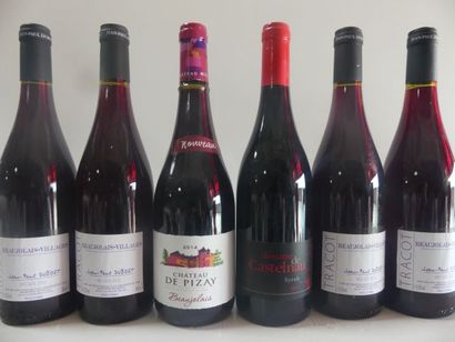 null Lot de 6 bouteilles : 1 Château de Pizay 2014 Beaujolais Nouveau Récoltant ;...