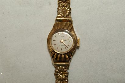 null Lot de 2 montres de dame, l'une boîtier en or jaune (bracelet en métal doré,...