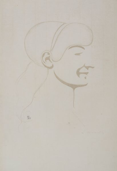 LEON SPILLIART (1881-1946) Profil de femme. Lithographie. Signée dans la planche...