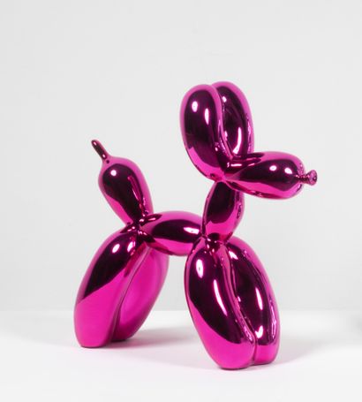 JEEF KOONS (né en 1955) Balloon dog Pink. Sculpture-volume en résine argentée. Numérotée...