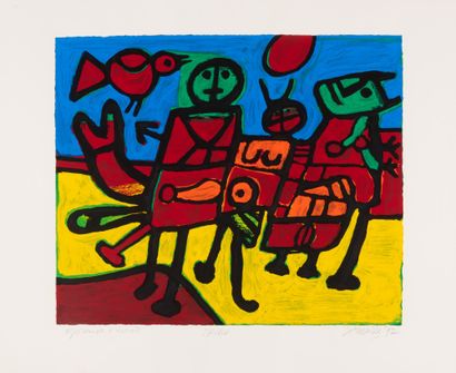 CORNEILLE (1922-2010) Trinu, 1992. Silkscreen in colour. Signed and annotated artist's...