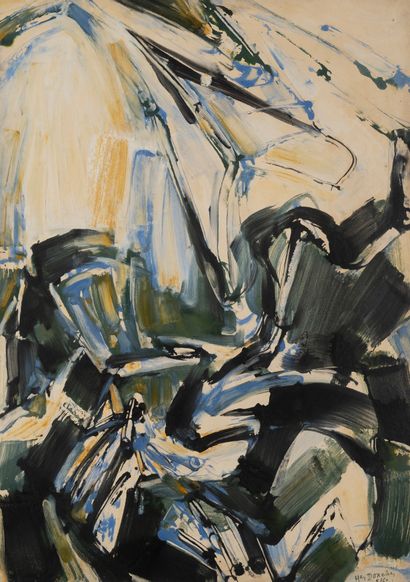 Henry DORCHY (1920-2002) Vers la lumière, 1962. Caséine sur papier marouflée sur...