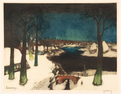 Albert Saverys (1886-1964) Deux paysages. Ensemble de deux sérigraphies. Signées...