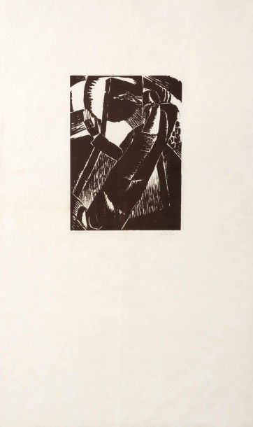 FRITS VAN DEN BERGHE (1883-1939) De Zonneschilder, 1919 Gravure sur bois Signée,datée...