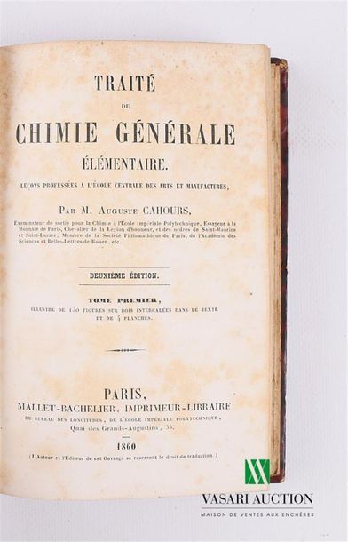 null CAHOURS A. - Traité de chimie générale élémentaire - Paris Mallet-Bachelier...