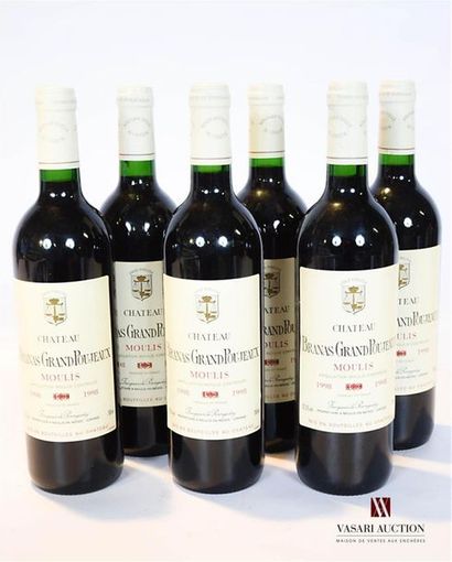 null 6 bouteilles	CHÂTEAU BRANAS GRAND POUJEAUX	Moulis	1998
	Et. impeccables. N :...