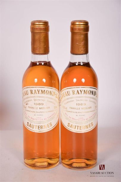 null 2 Demies Château RAYMOND LAFON Sauternes 1989
Et.: 1 à peine tachée, 1 tachée....