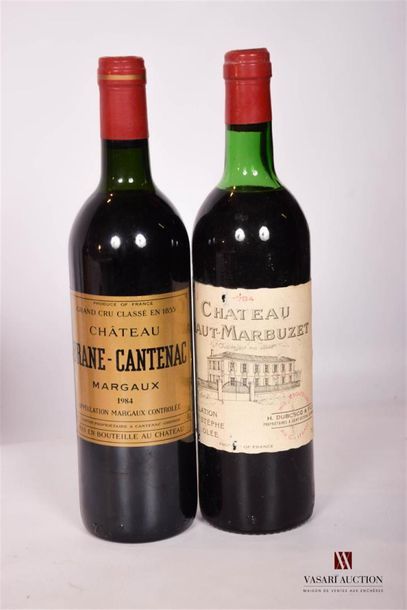 null Lot de 2 blles comprenant :		
1 Bouteille	Château BRANE CANTENAC	Margaux GCC	1984
1...