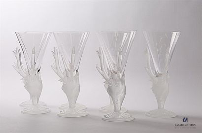 null DAUM - MARAIS Jean (1913-1998)
Suite de sept verres à vin modèle Cerfs, la jambe...
