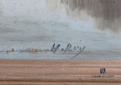 null REY H. (XXème siècle)
Paysage lacustre - Scéne de pêche
Deux huiles sur panneau
Signées...