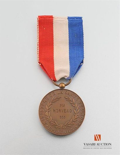 null Ministère de la santé publique, épidémies - Médaille bronze, 26 mm, attribuée...