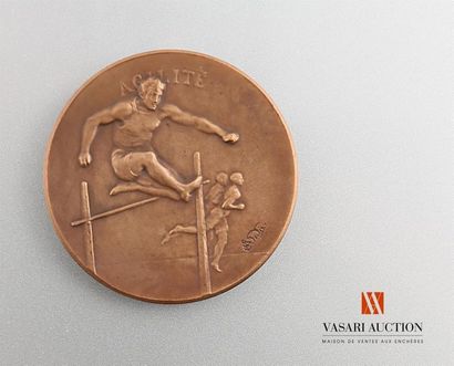 null Agilité - Médaille de sport, bronze, 40 mm, tranche lisse portant le poinçon...