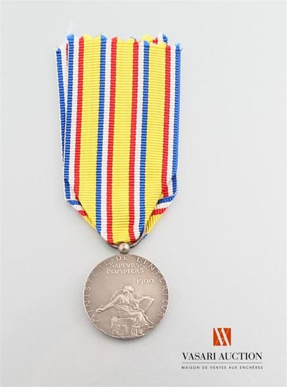 null France Médaille des sapeurs pompiers, Ministère de l'intérieur, 1900, argent,...