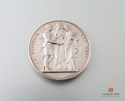 null La religion les unit, médaille de mariage, dédiée le 10 novembre 1891, argent,...