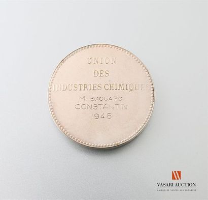 null Union des industries chimiques, médaille bronze argenté, 36 mm, V.Canale, attribuée...