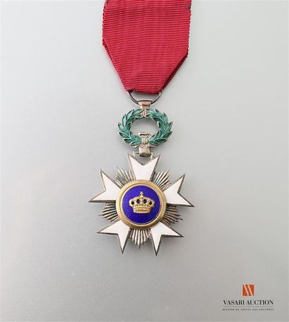 null Belgique - Ordre de la Couronne, insigne de chevalier, anneau poinçonné, TB...