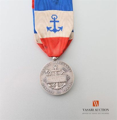 null Marine marchande - Médaille d'honneur au travail, argent, 27 mm, gravée par...