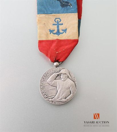 null Marine marchande - Médaille d'honneur, argent, 27 mm, gravée par P.Turin, attribuée...
