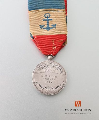 null Marine marchande - Médaille d'honneur, argent, 27 mm, gravée par P.Turin, attribuée...