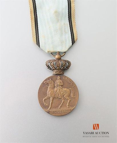 null Roumanie - Médaille du jubilé du centenaire du Roi Charles 1er, 1839-1939, gravée...